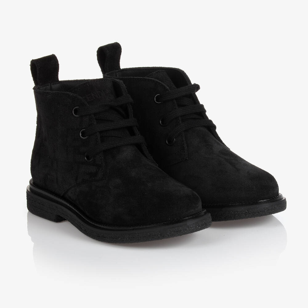Fendi - Черные замшевые ботинки FF | Childrensalon