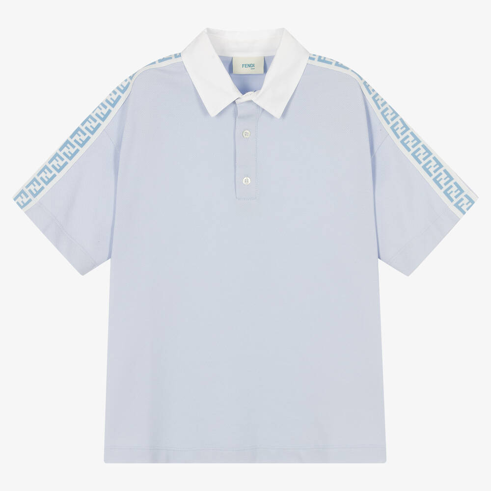 Fendi Kids' Boys Blue Piqué Polo Shirt