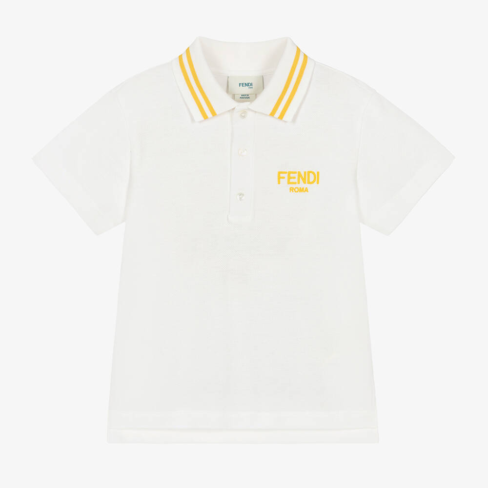 Fendi - Boys Ivory Cotton Piqué Polo Shirt | Childrensalon