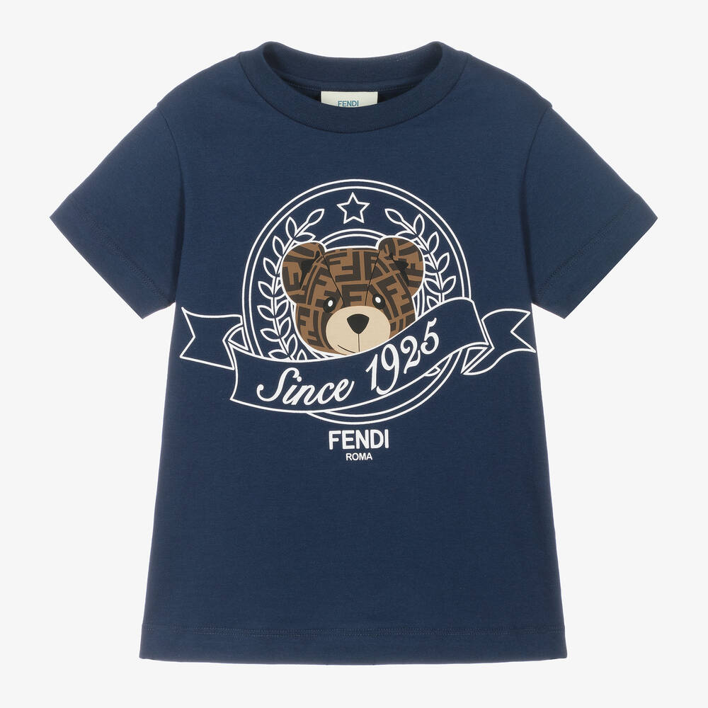 Fendi Babies' Boys Navy Blue Cotton T-shirt