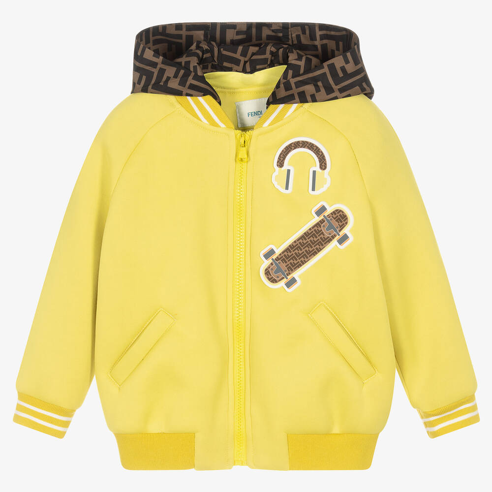 Fendi Kids' Boys Yellow Ff Logo Jacket