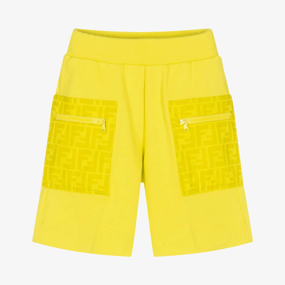 Fendi Kids' Boys Yellow Ff Logo Shorts