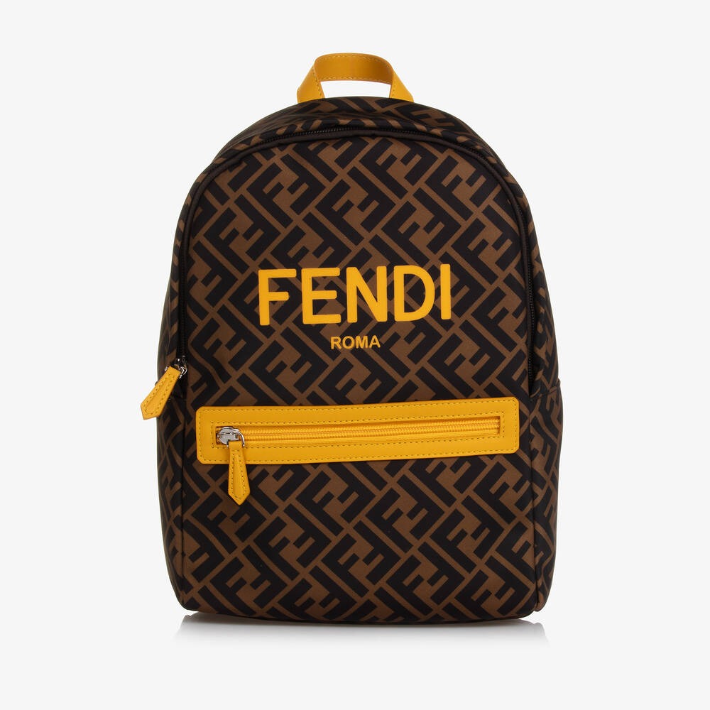 Fendi - Коричневый рюкзак с принтом FF (33см) | Childrensalon