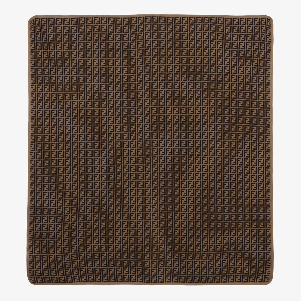 Fendi - Couverture marron à logo FF 85cm | Childrensalon