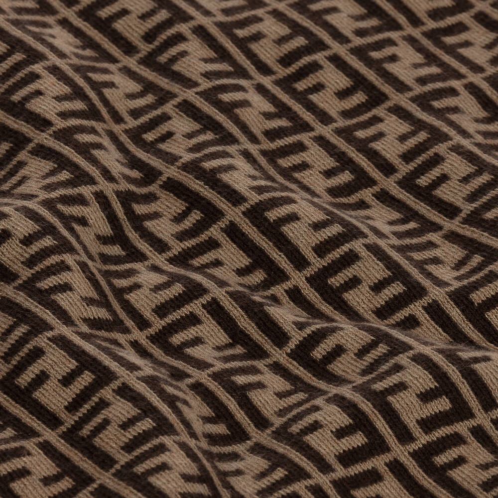 Fendi - Brown FF Logo Blanket (85cm) | Childrensalon