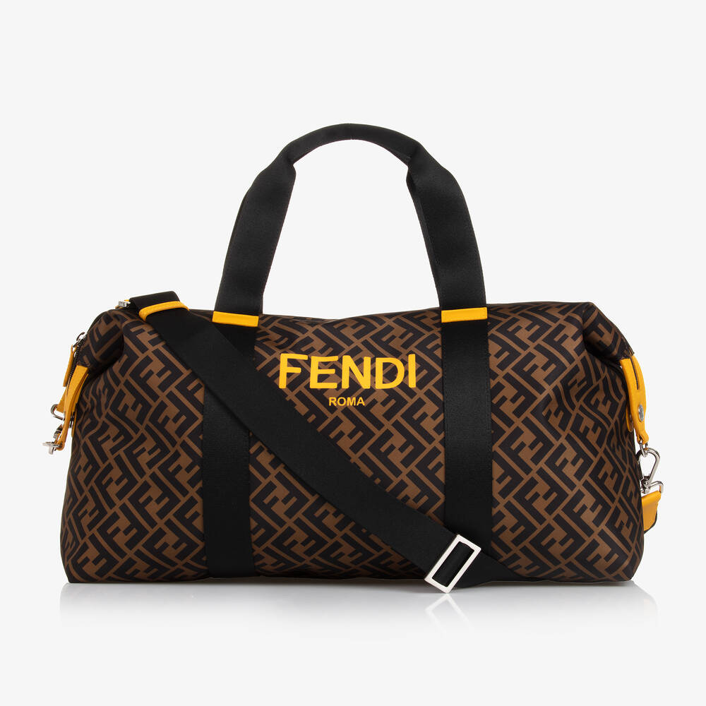 Fendi - Коричневая сумка на уикэнд с принтом FF (48см) | Childrensalon