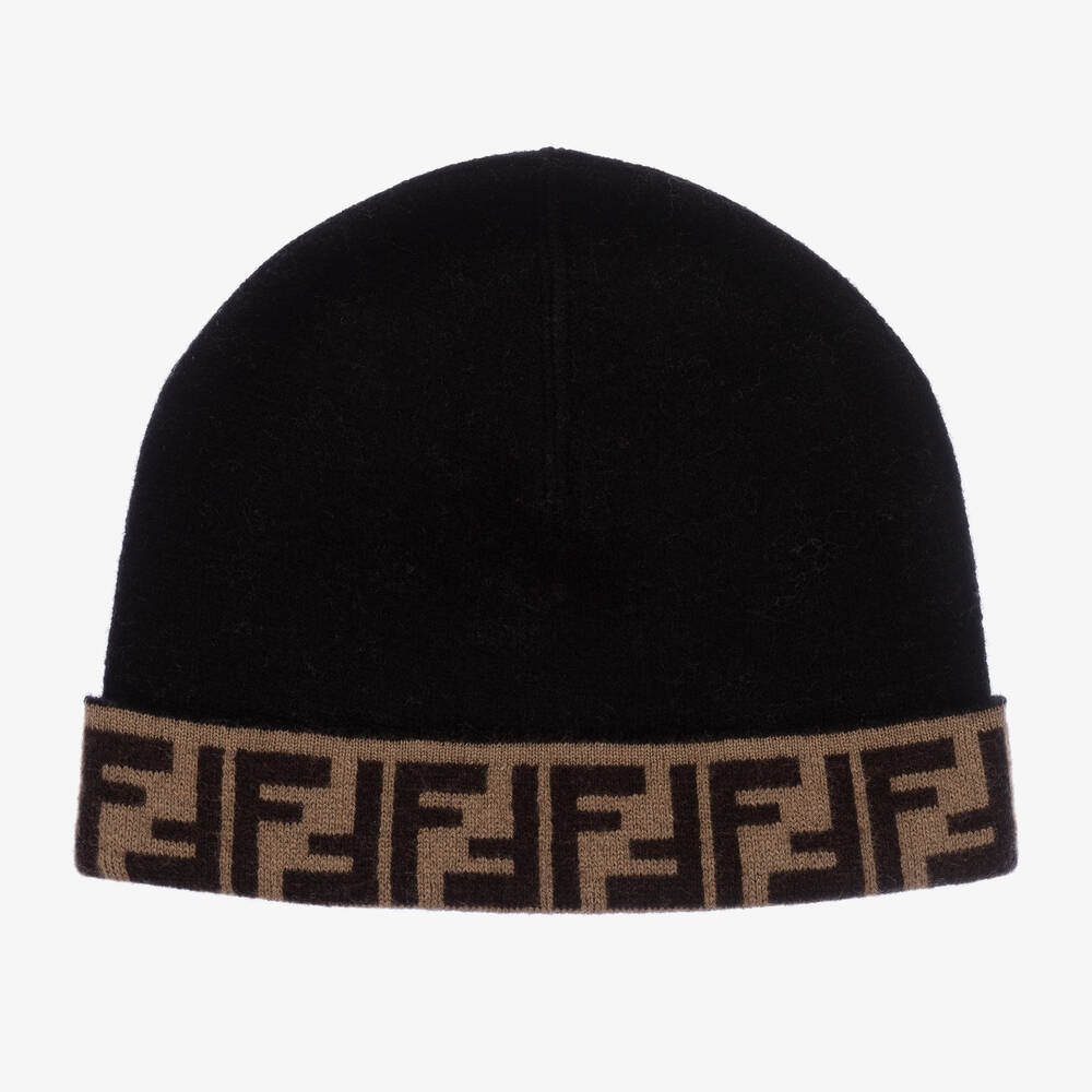 Fendi - Brown Wool & Cashmere Reversible Hat | Childrensalon