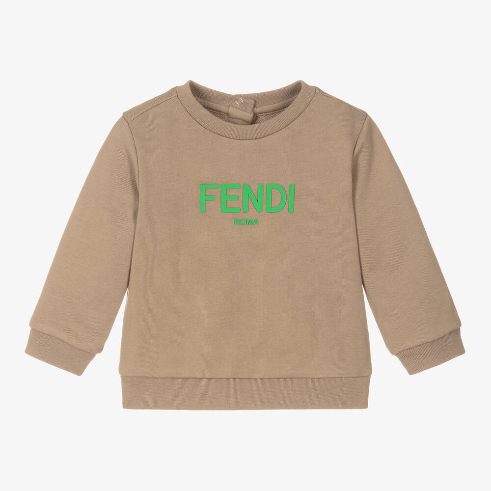 Fendi - Dark Beige Cotton Baby Sweatshirt | Childrensalon