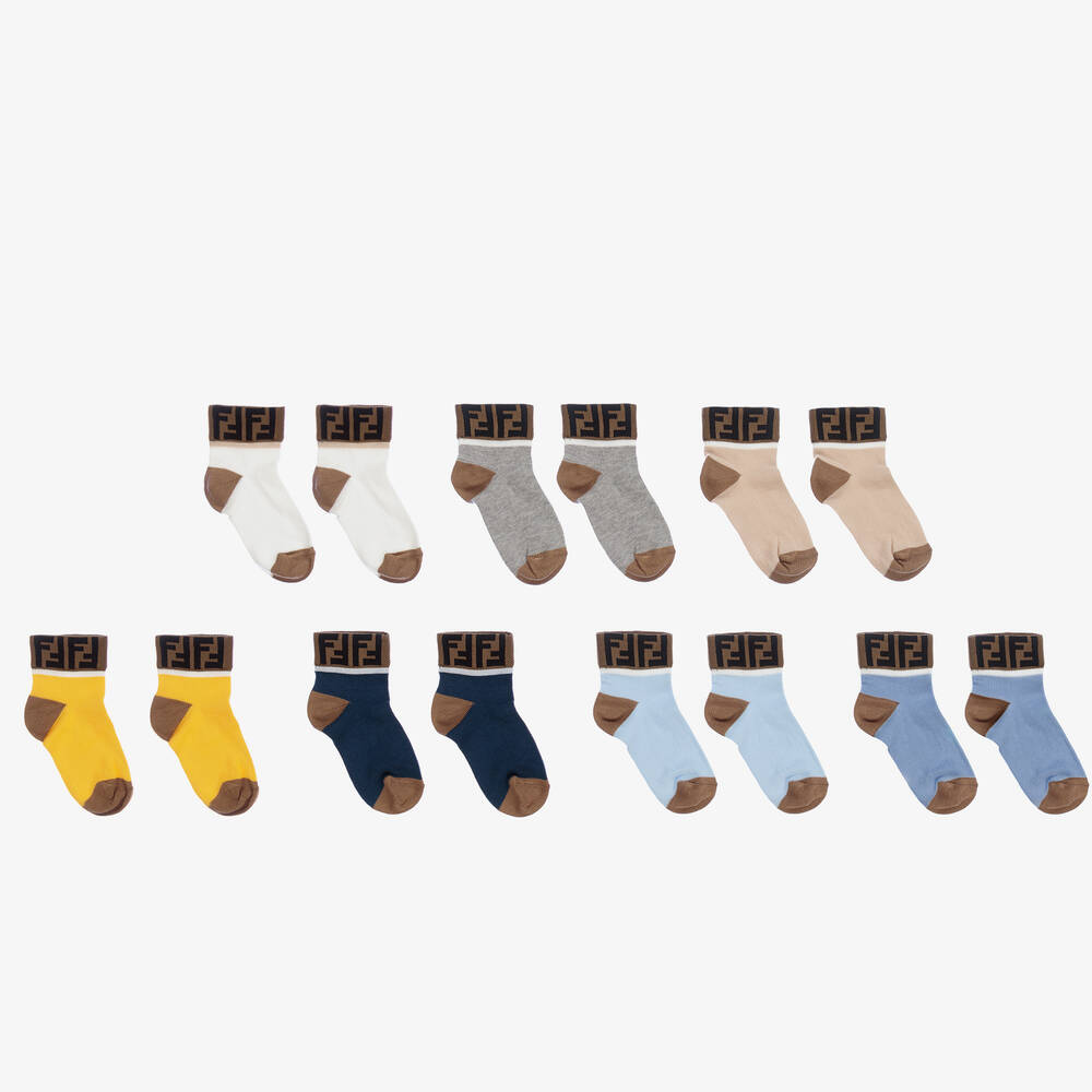Fendi - FF Logo Baby Socks (7 Pack) | Childrensalon