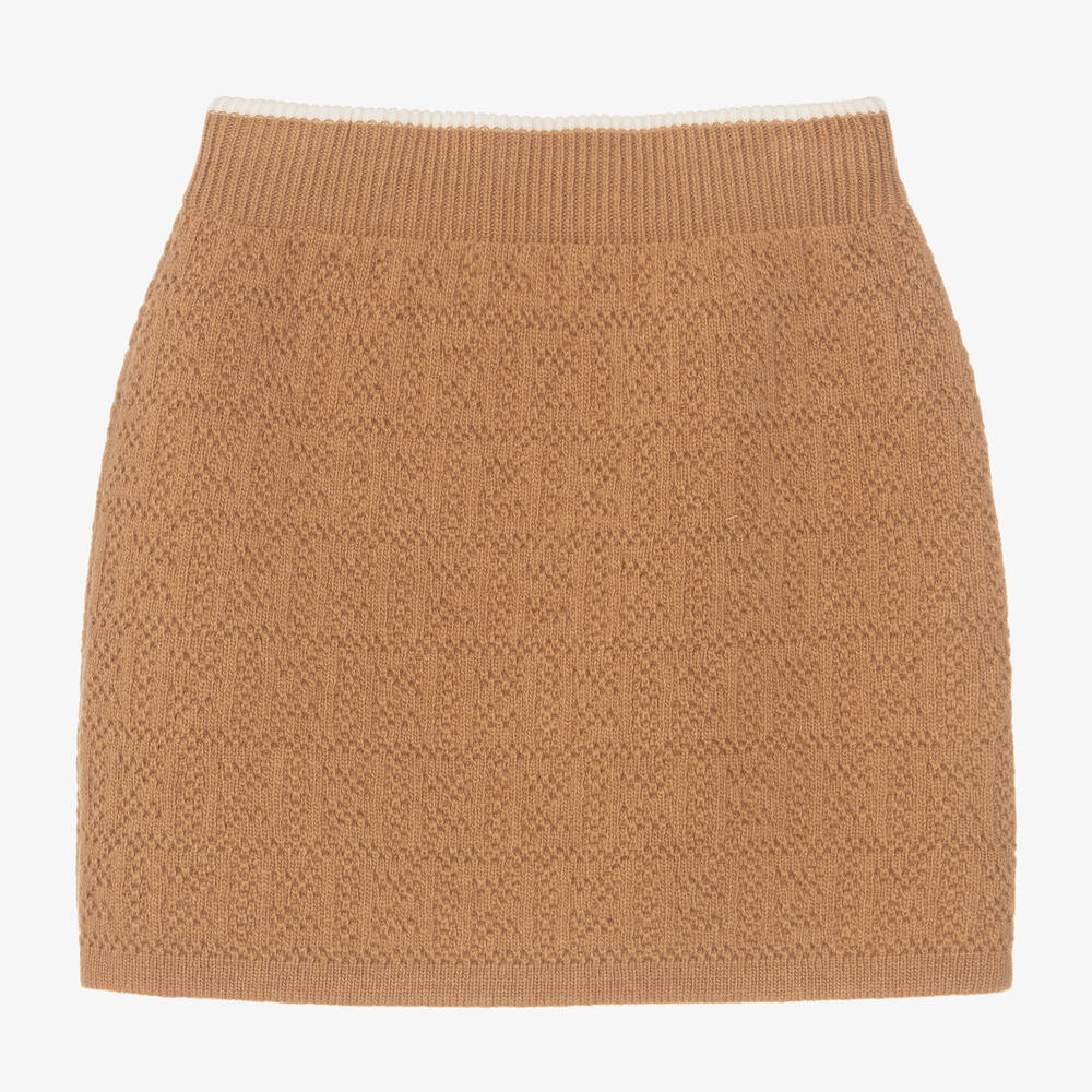 Fendi - Girls Beige Knitted Skirt | Childrensalon