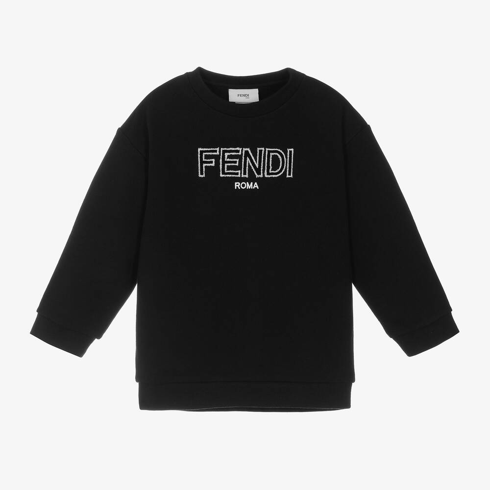 Fendi - Girls Black Cotton Sweatshirt | Childrensalon