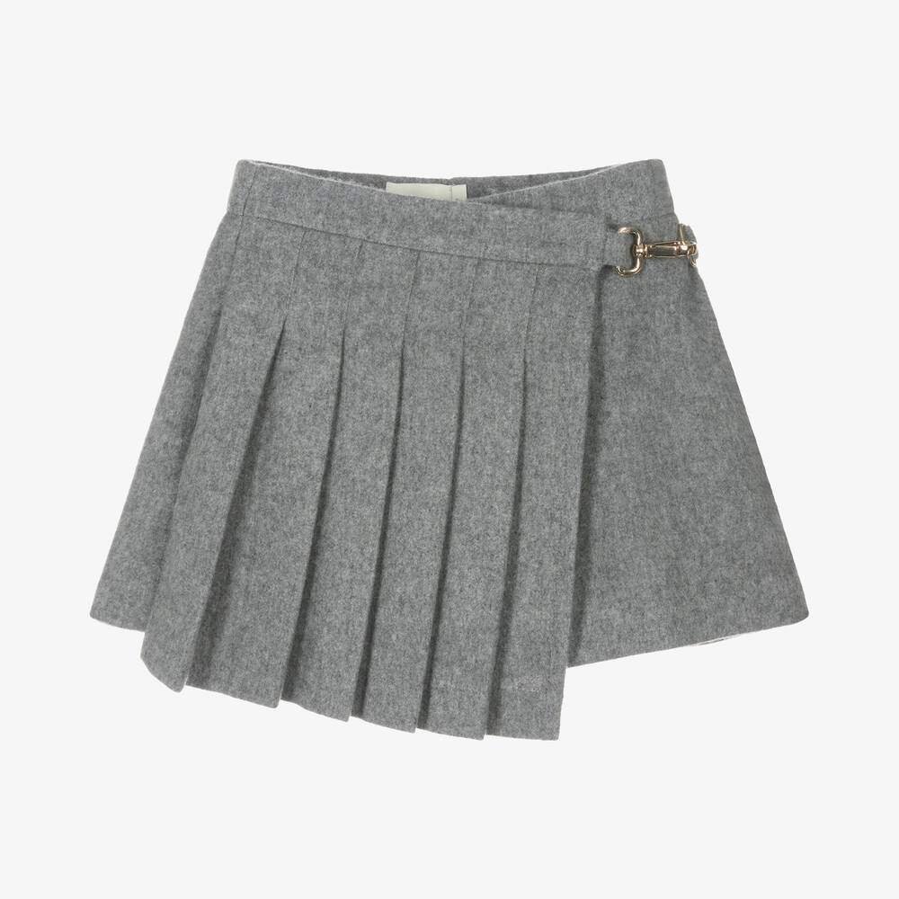 Fendi Kids' Girls Grey Wool Flannel Skort