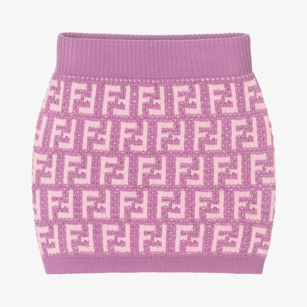 Fendi - Girls Lilac FF Logo Cotton Skirt | Childrensalon