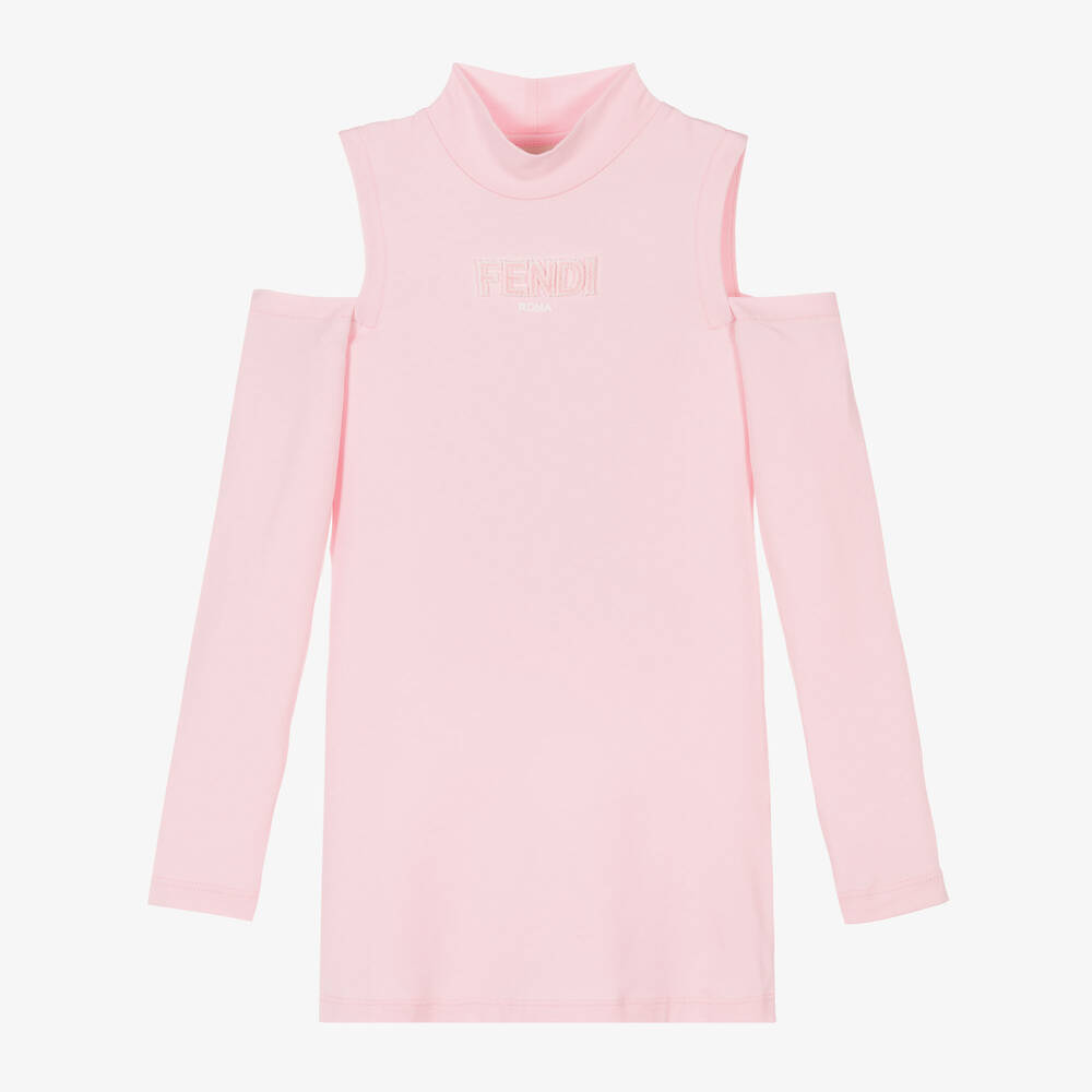 Fendi - Girls Pink Cotton Dress | Childrensalon