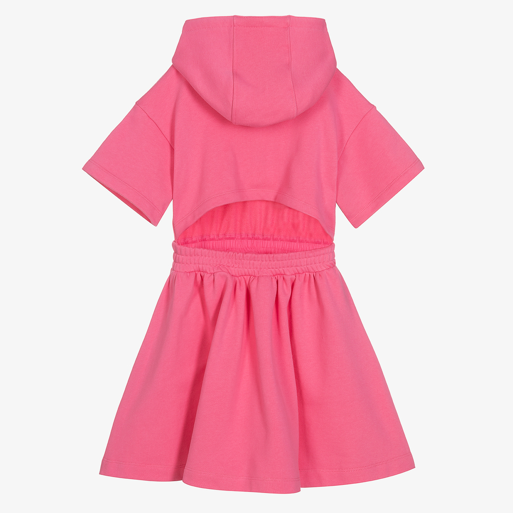Fendi - Girls Pink Cotton Hooded Dress | Childrensalon