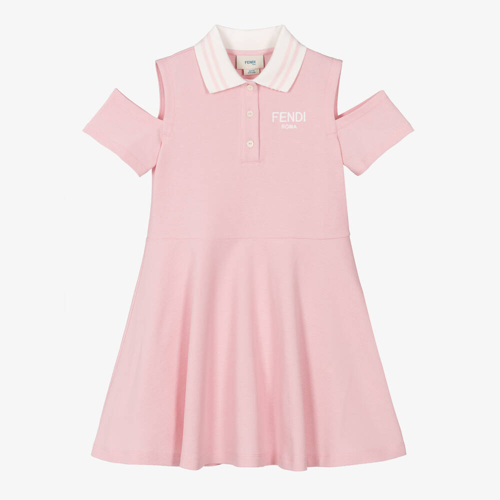 Fendi - Girls Pink Cotton Polo Dress | Childrensalon