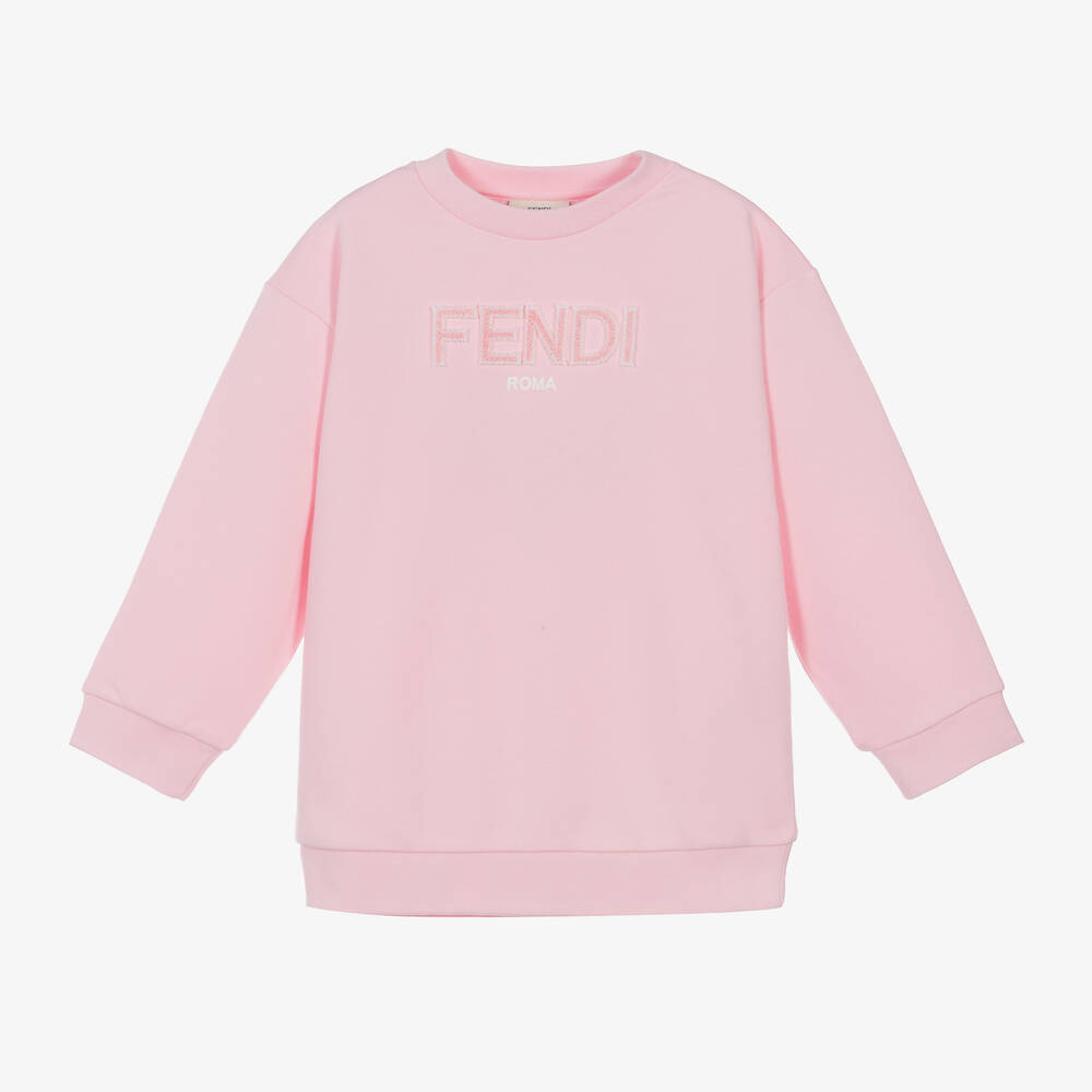 Fendi - Girls Pink Cotton Sweatshirt | Childrensalon