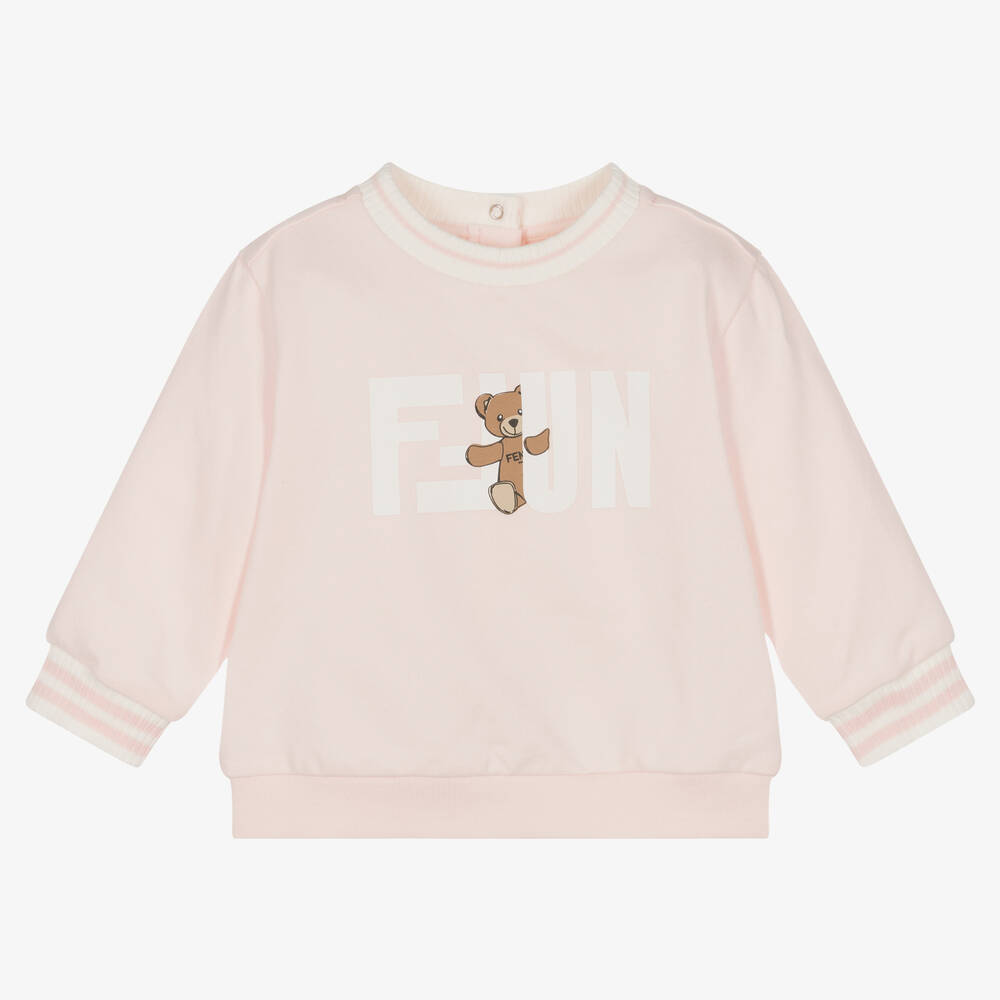 Fendi Babies' Girls Pink Ff Stamp Cotton Sweatshirt