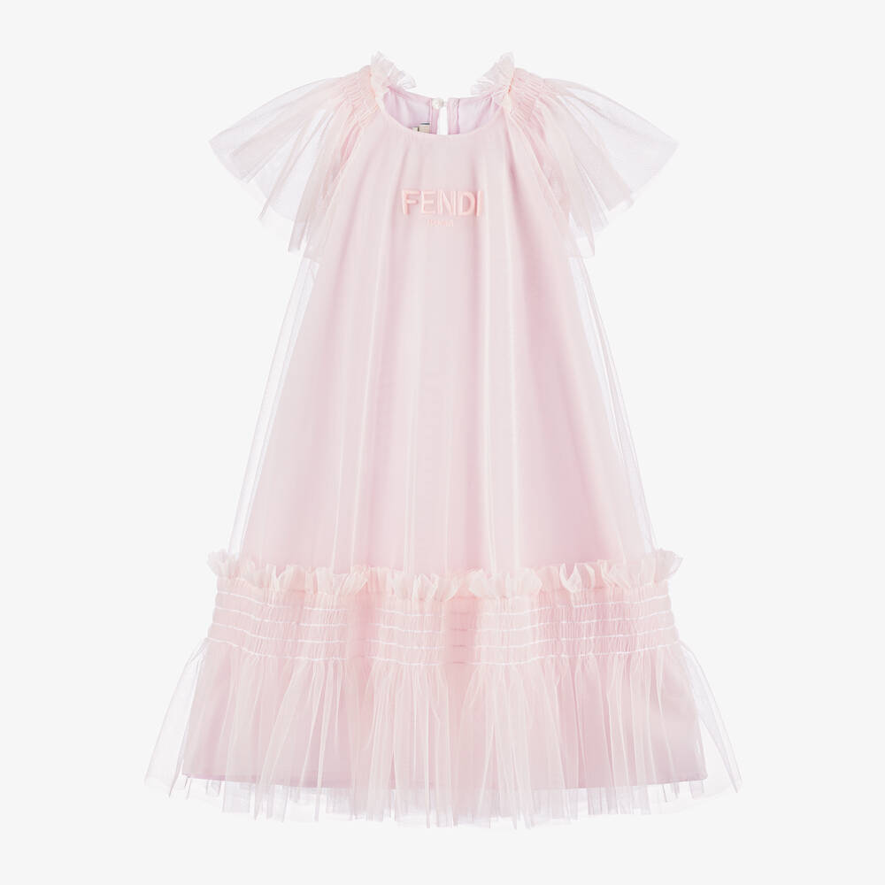 Fendi Kids' Girls Pink Tulle Dress
