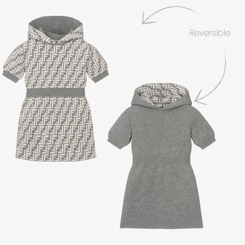 Fendi - Grey FF Wool & Cashmere Dress  | Childrensalon
