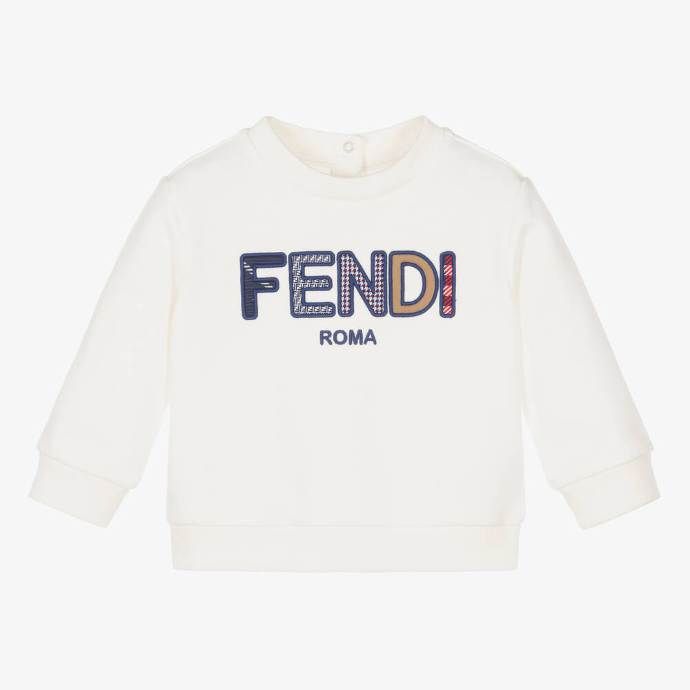 Fendi - Ivory Cotton Baby Sweatshirt | Childrensalon