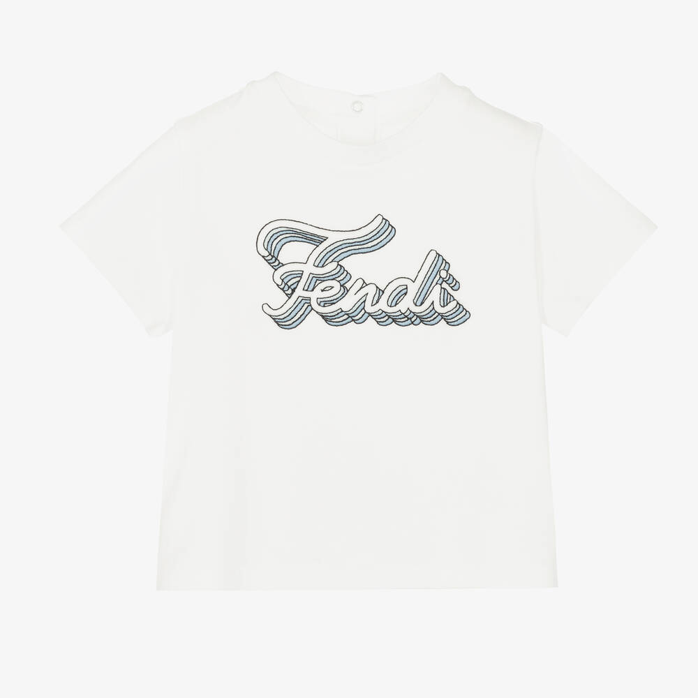 Fendi - Ivory Cotton Baby T-Shirt | Childrensalon