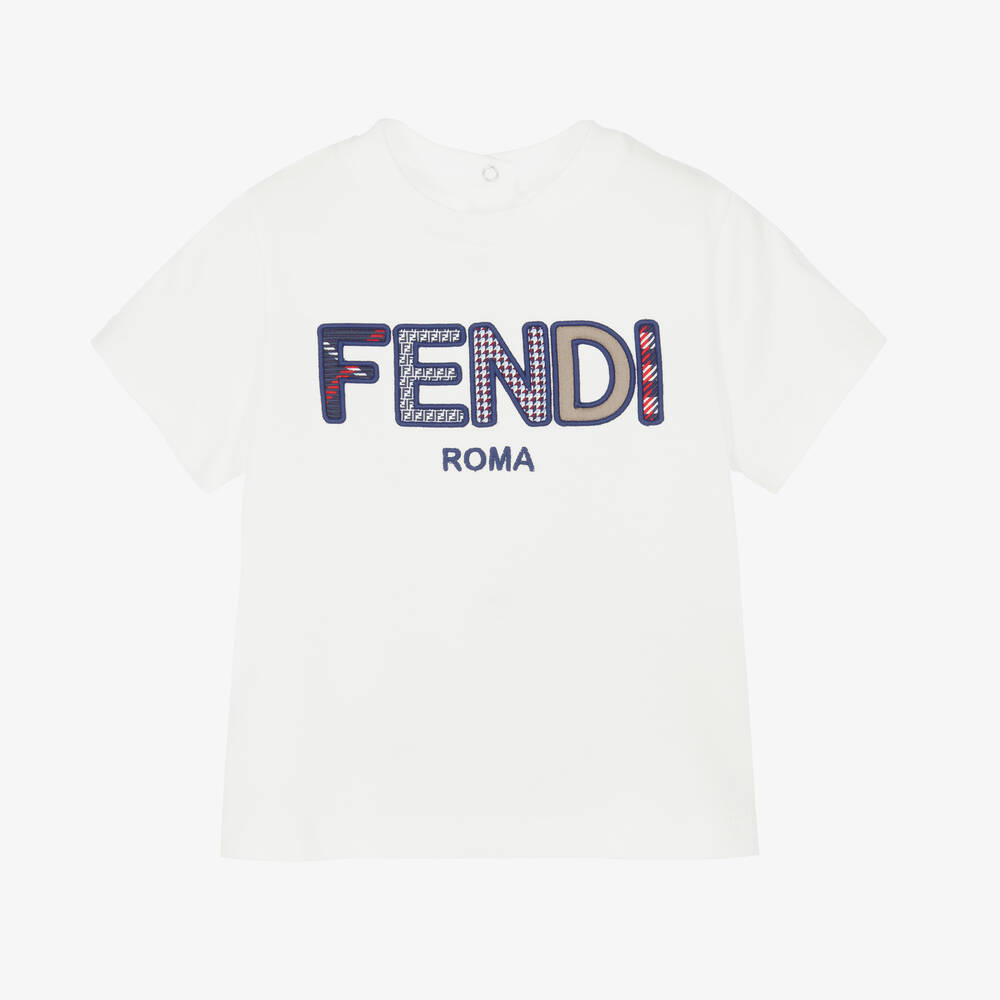 Fendi - Ivory Cotton Baby T-Shirt | Childrensalon