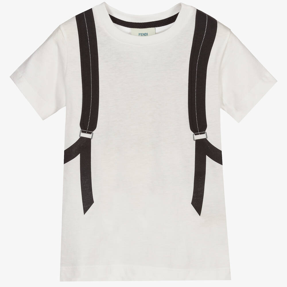 Fendi Ivory Cotton Backpack T-shirt In White