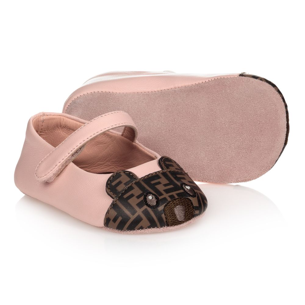 Fendi - Pink & Brown FF Baby Shoes | Childrensalon