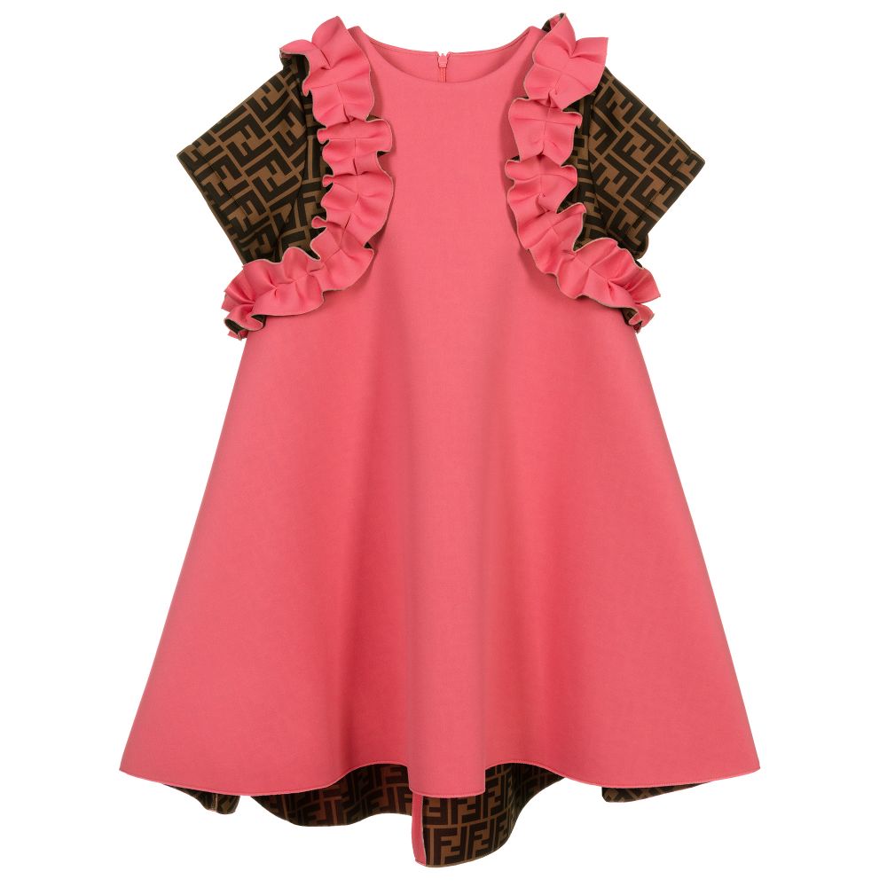 Fendi - Pink & Brown FF Logo Dress | Childrensalon