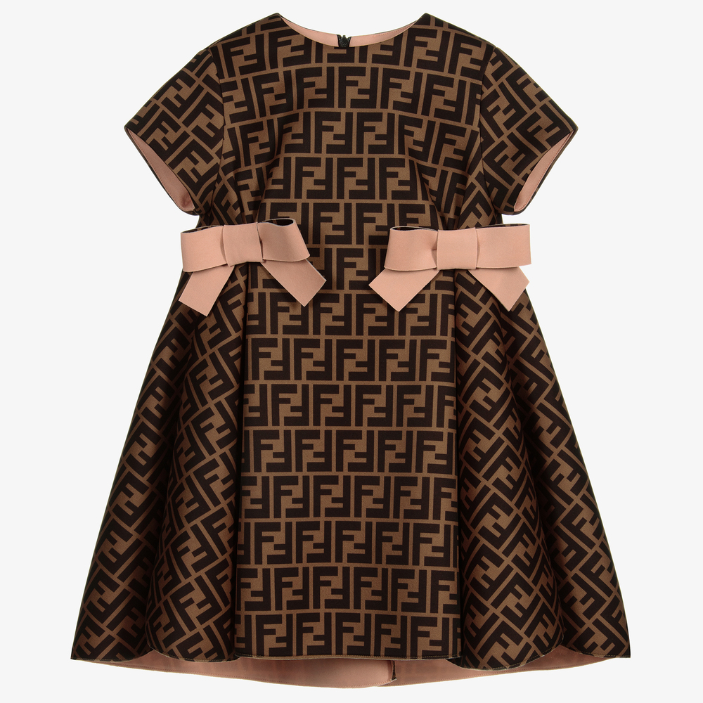 Fendi - Pink & Brown FF Logo Dress  | Childrensalon