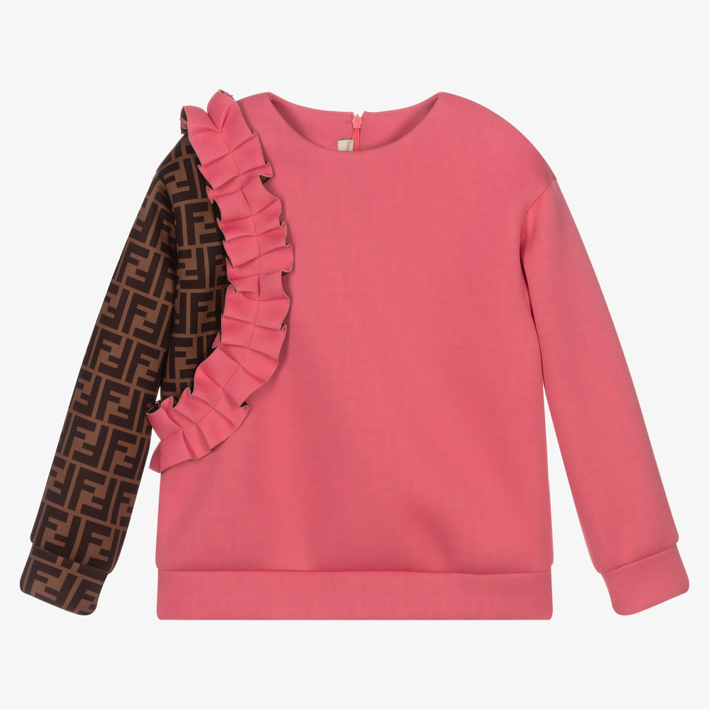 Fendi Kids' Girls Pink & Brown Ff Sweatshirt