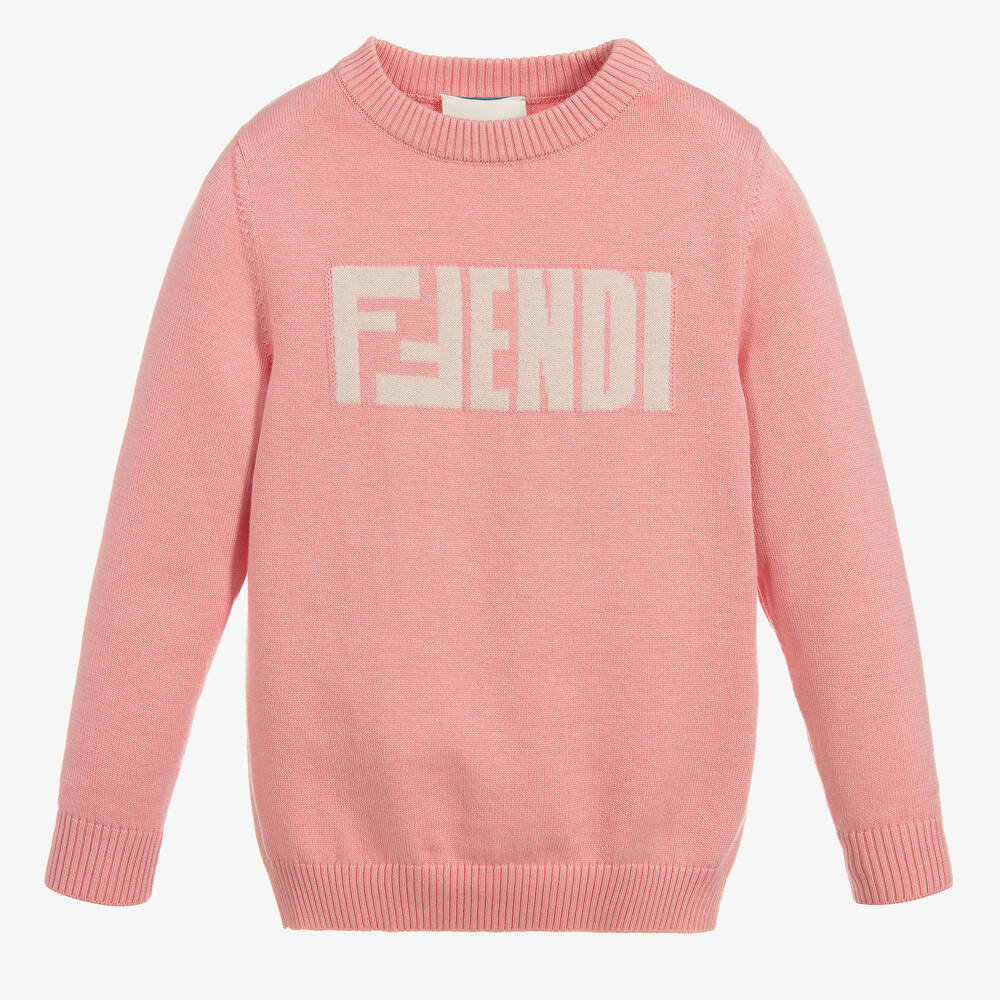 Fendi Kids' Girls Pink Cashmere Blend Jumper