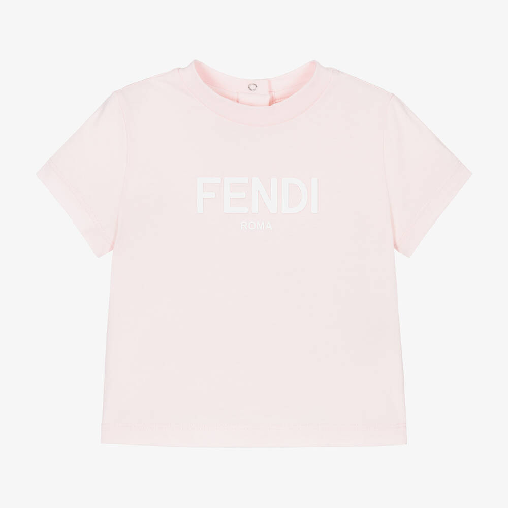 Fendi - Pink Cotton Baby Girls T-Shirt | Childrensalon