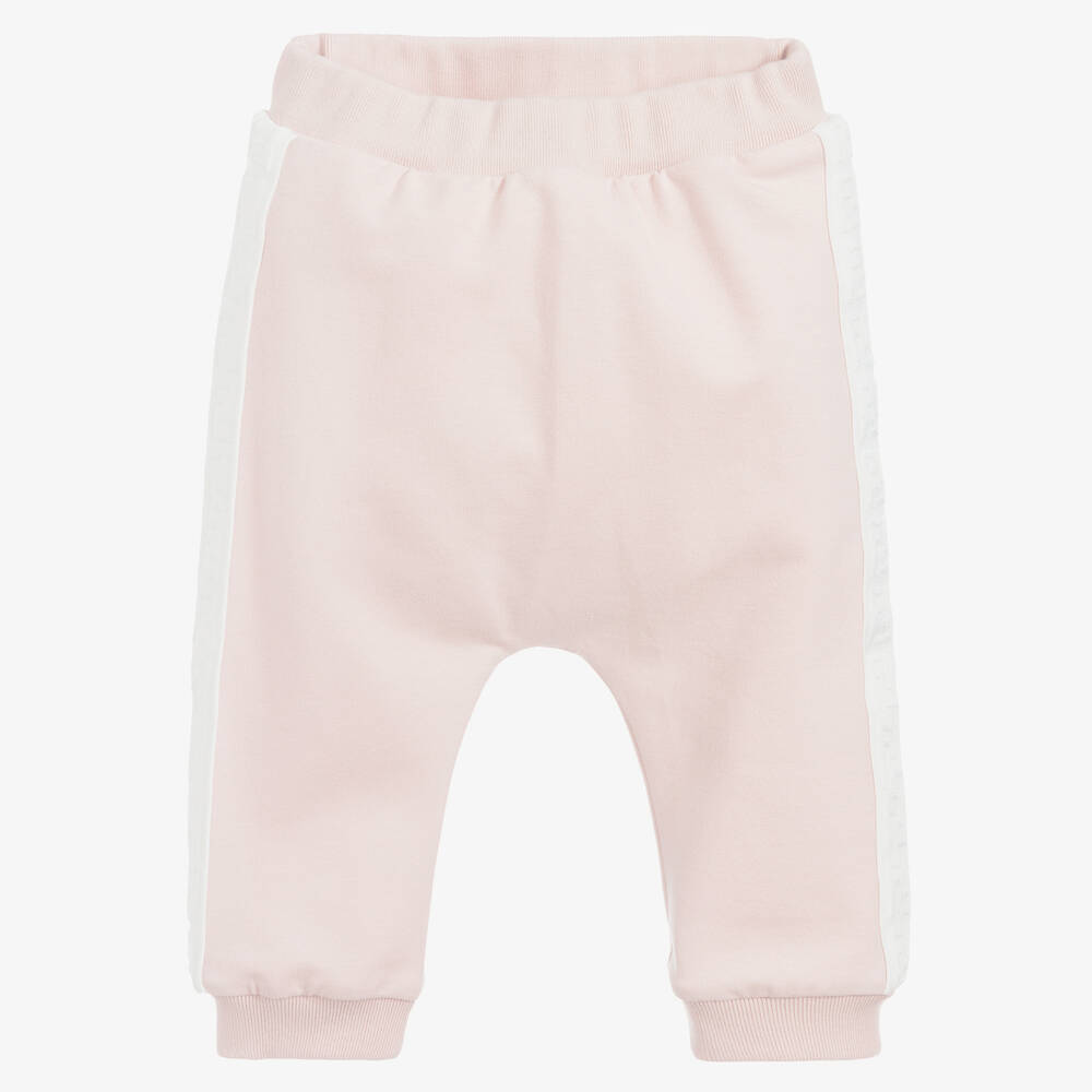 Fendi Girls Pink Cotton Ff Baby Joggers