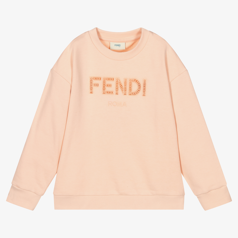 Fendi Kids' Girls Pink Cotton Logo Sweatshirt