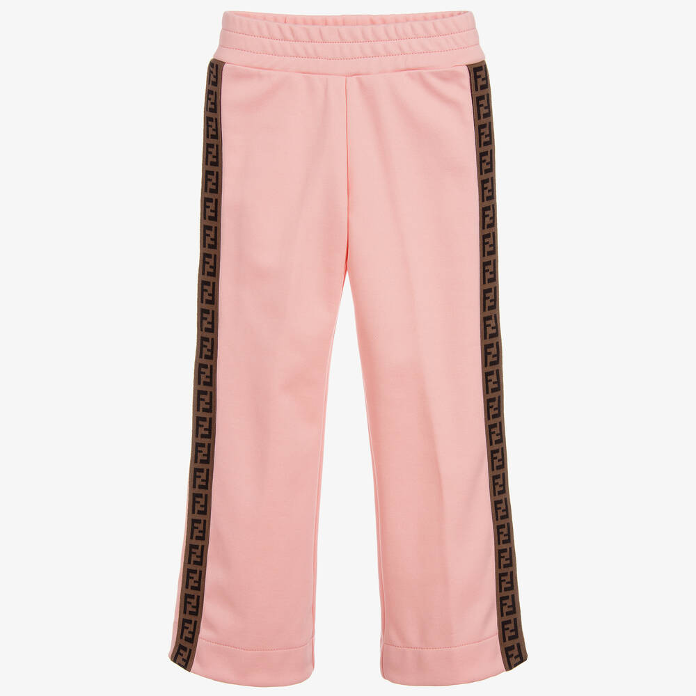 Fendi Kids' Girls Pink 'ff' Logo Popper Trousers