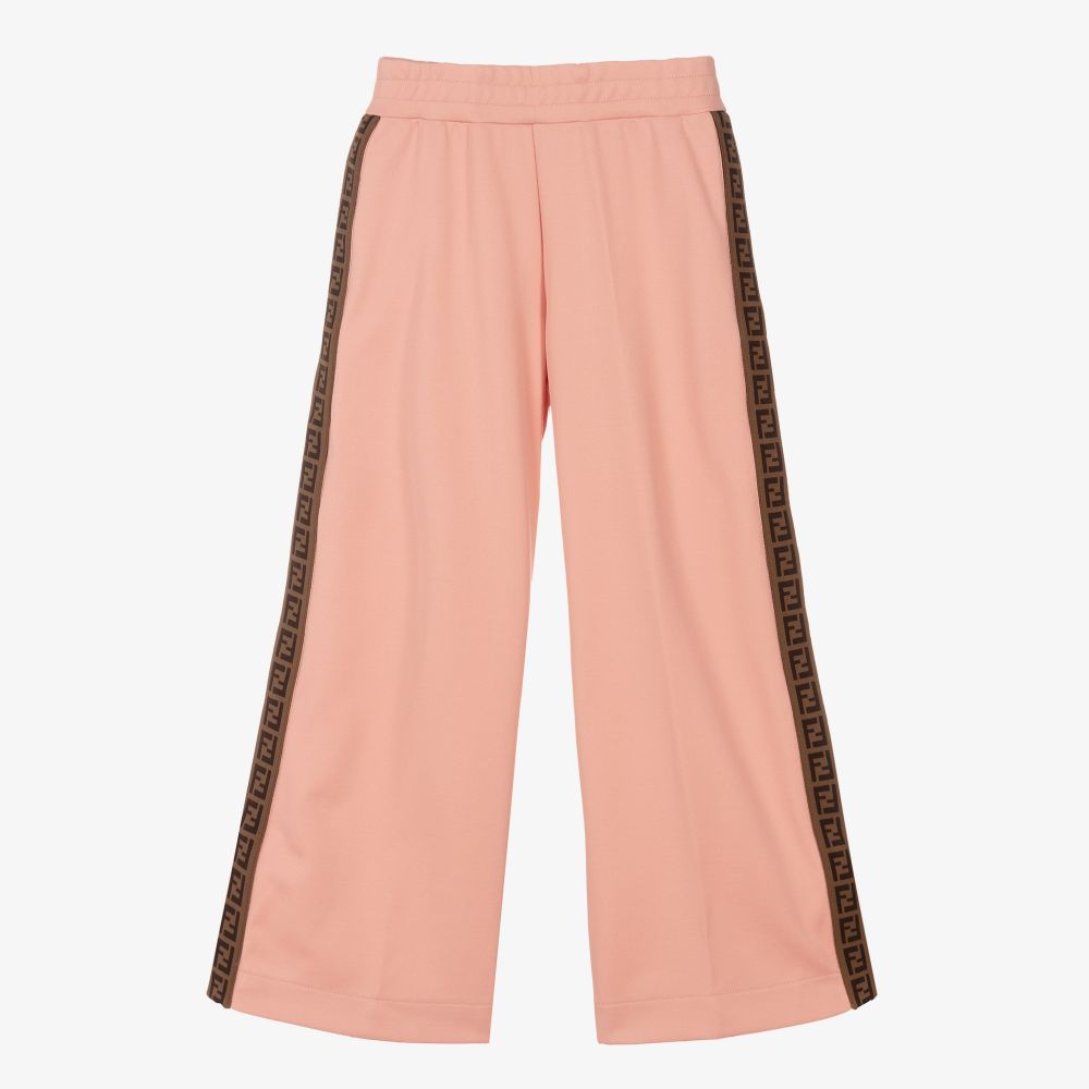 Fendi Kids' Girls Pink Ff Logo Popper Trousers