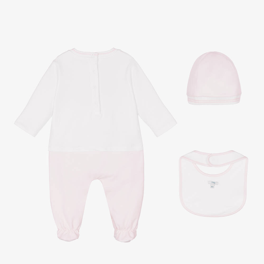 Fendi - Pink Logo Baby Grow Gift Set | Childrensalon