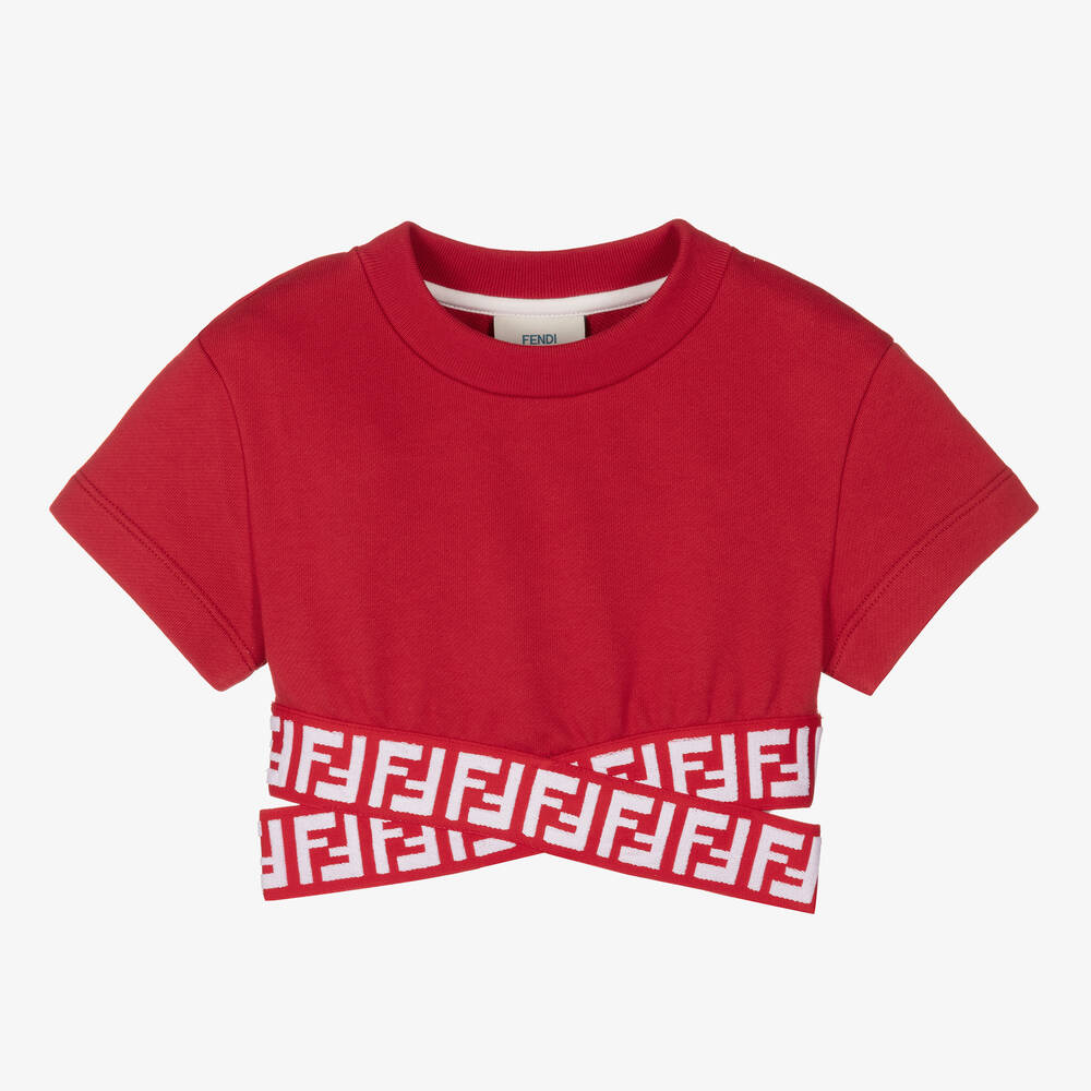 Fendi - Red Cropped FF Logo Top | Childrensalon