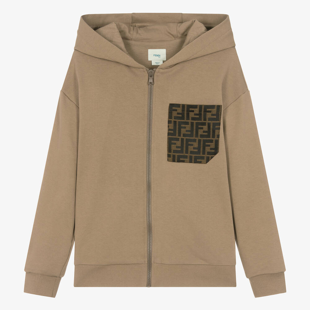 Fendi - Brauner Teen FF Baumwoll-Hoodie | Childrensalon