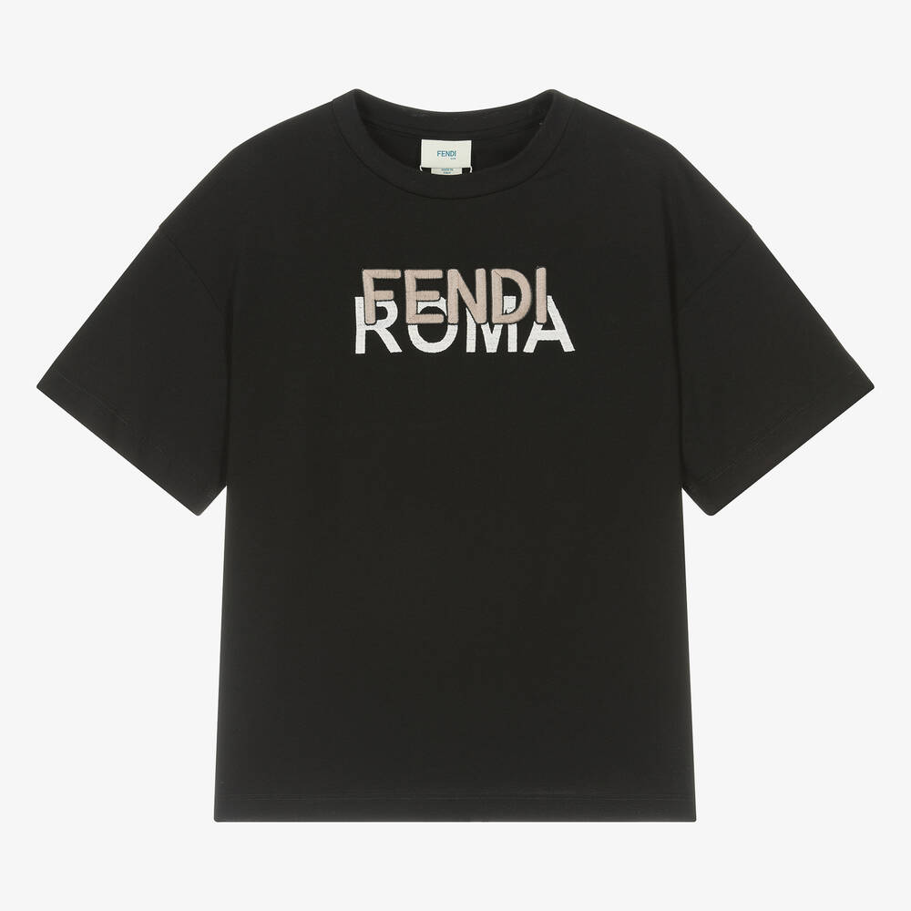 Fendi - Черная хлопковая футболка для подростков | Childrensalon