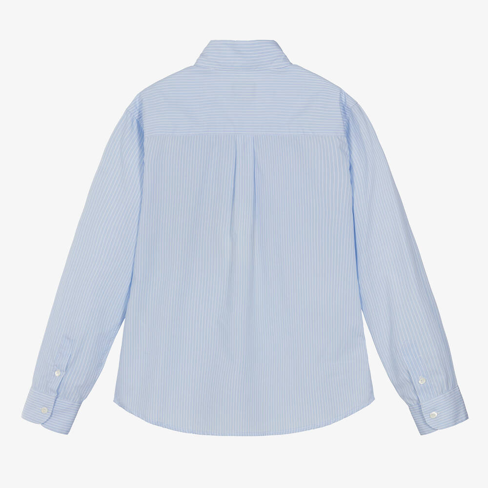 Fendi Teen Boys Blue Cotton FF-Pocket Shirt