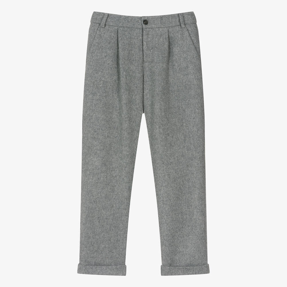 Fendi - Teen Boys Grey Wool Flannel Trousers | Childrensalon