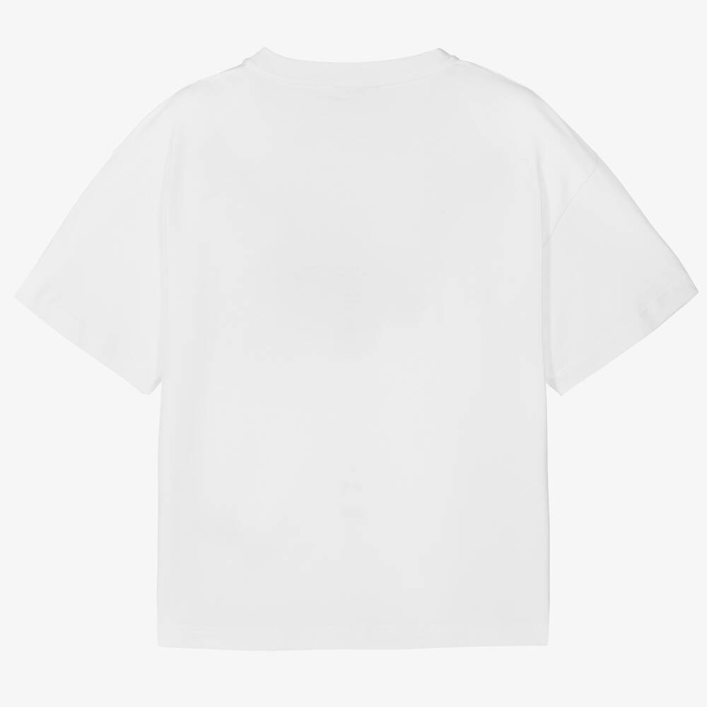 Fendi - Teen Boys White Cotton Logo T-Shirt | Childrensalon
