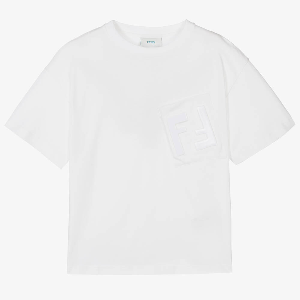 Fendi - T-shirt blanc en coton ado garçon | Childrensalon