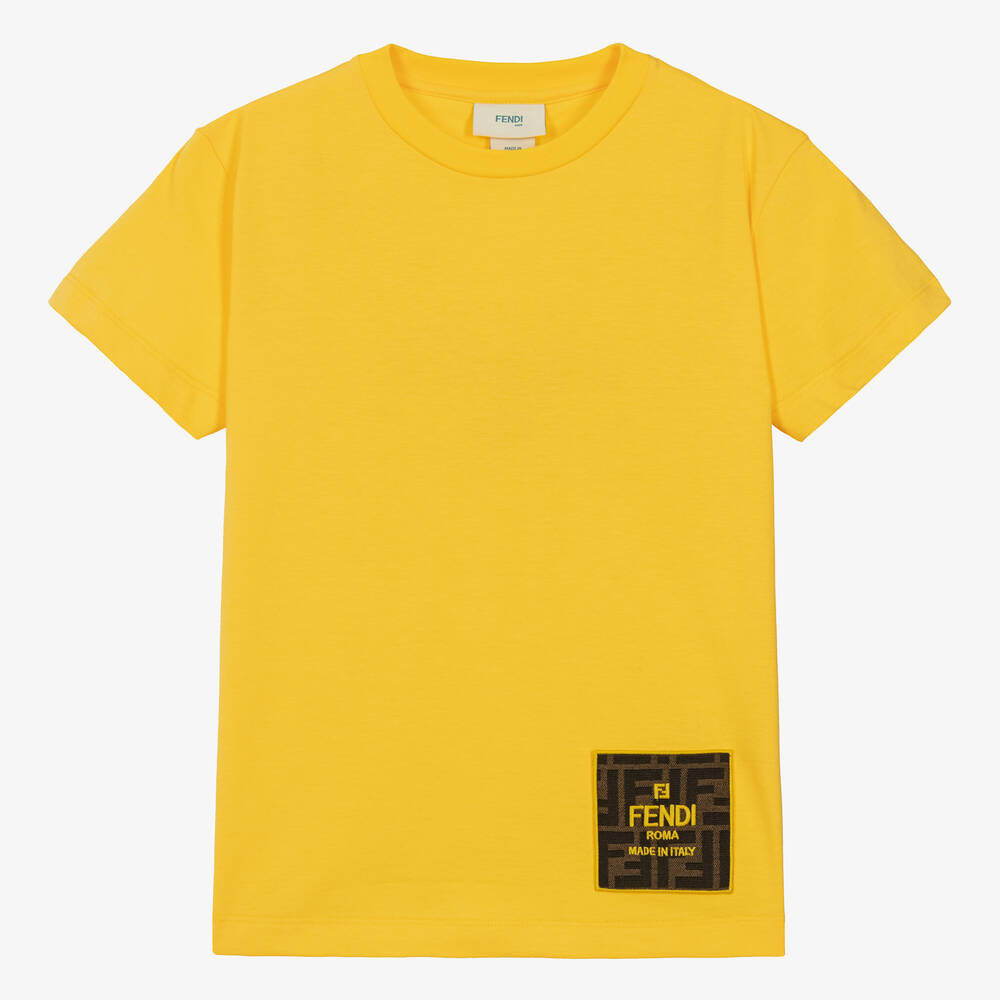 Fendi Teen Boys Yellow Cotton T-shirt