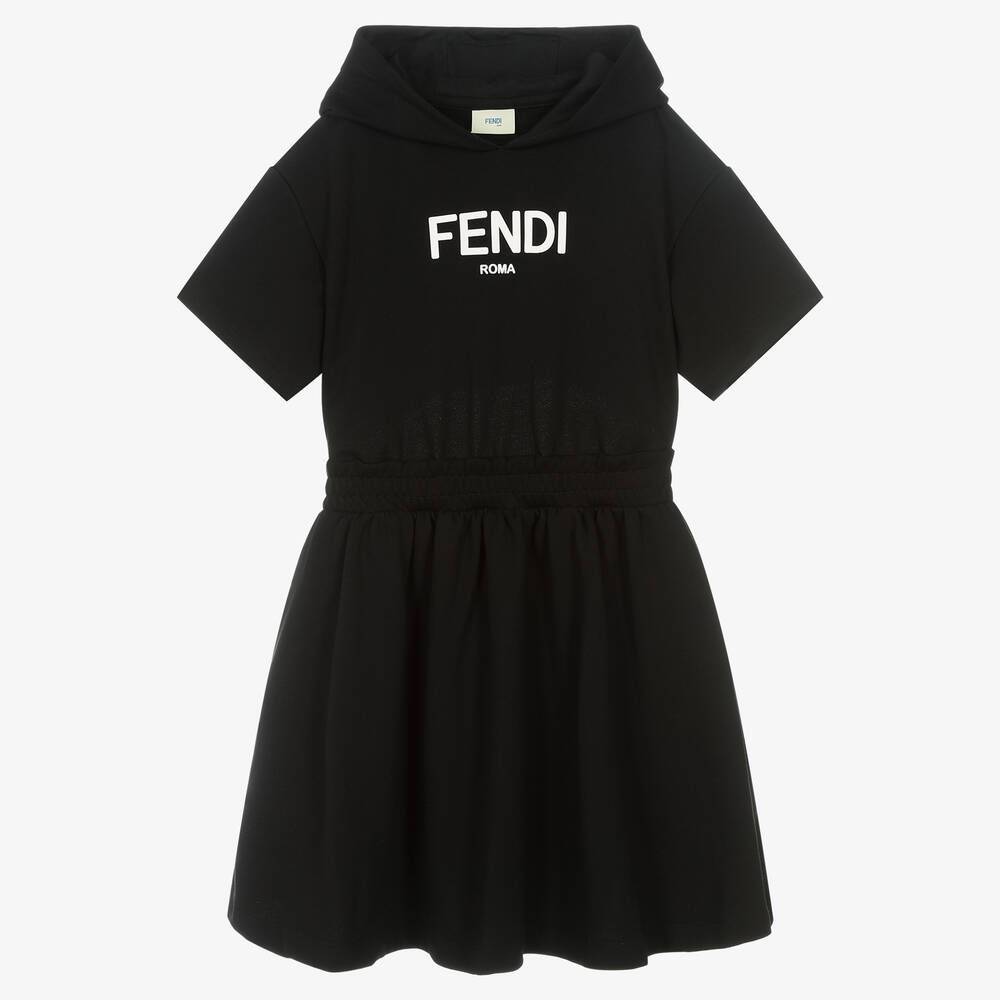 Fendi - Teen Girls Black Cotton Jersey Dress | Childrensalon