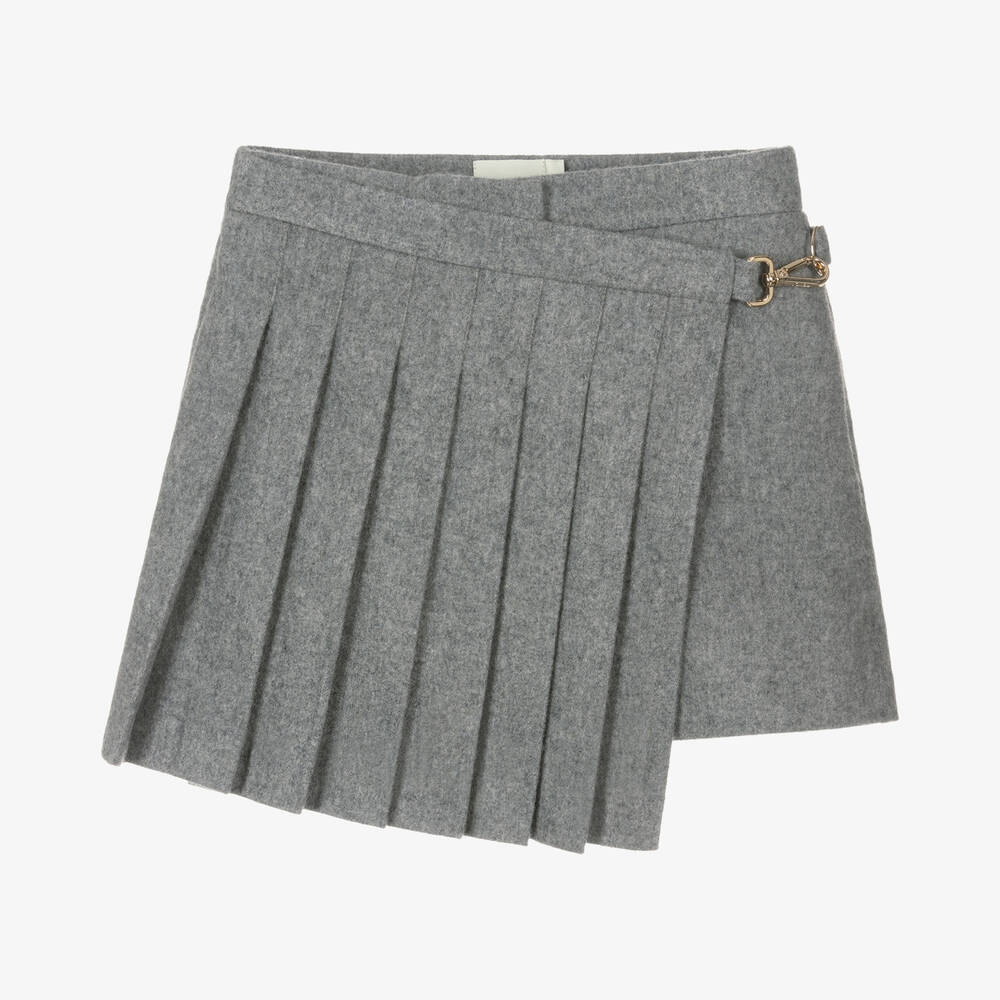 Fendi - Teen Girls Grey Wool Flannel Skort | Childrensalon
