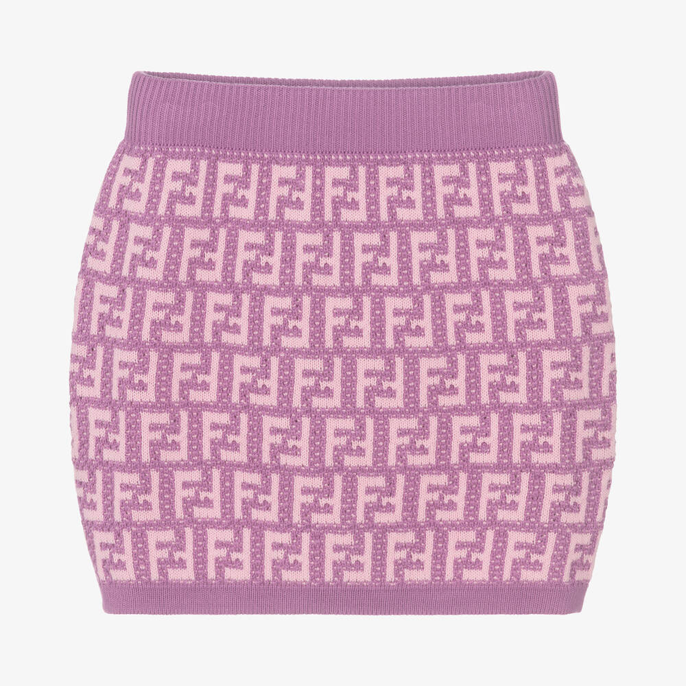 Fendi - Teen Girls Lilac FF Logo Cotton Skirt | Childrensalon